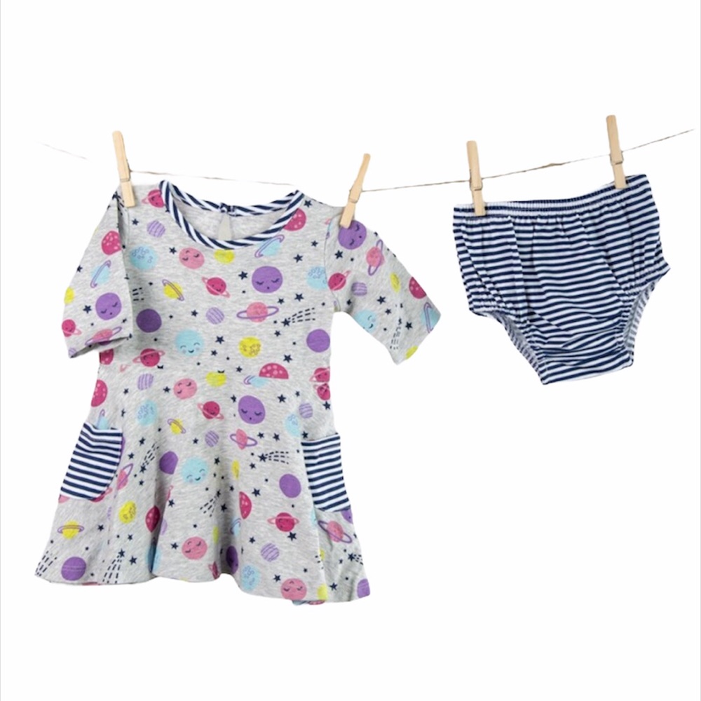 NWOT Baby Starters Space Dress & Bloomers